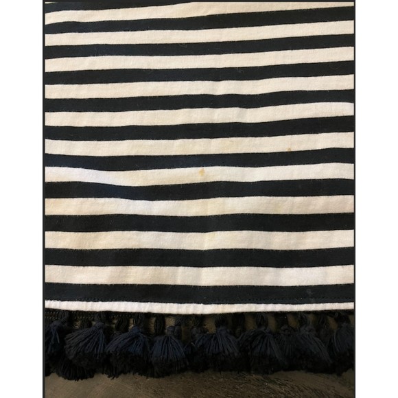 See and Be Seen Black and White Striped Fringe Top -Sz M - Picture 10 of 11